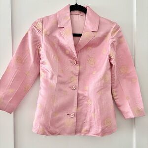 Vintage Custom Made Silk Organza Pink Blazer Size XS